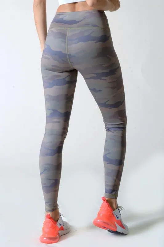 Active High Rise Camouflage Leggings with Pocket