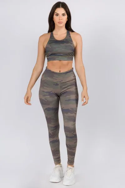 Active High Rise Camouflage Leggings with Pocket