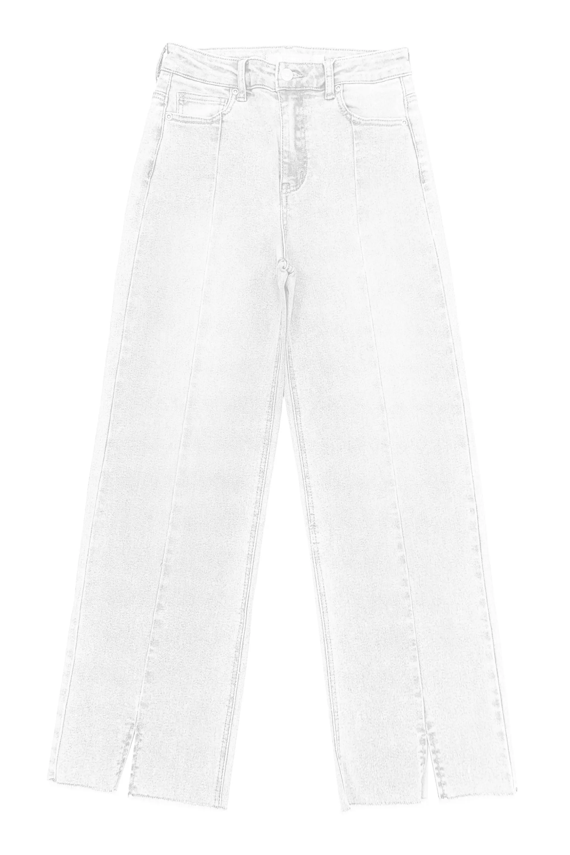 Alice - High Rise Ankle Crop Wide Leg With Front Seam And Slit In White