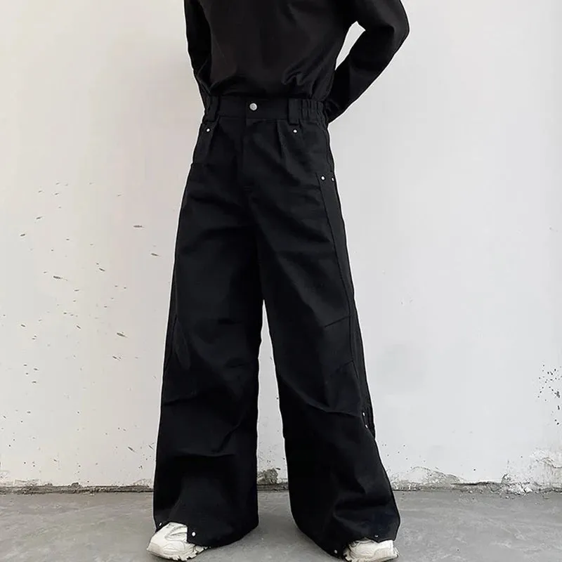 Black Darkwear Pleats Loose Pants