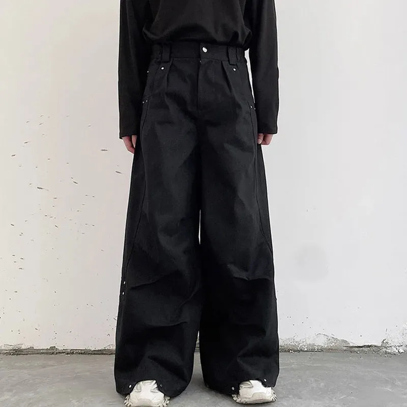 Black Darkwear Pleats Loose Pants