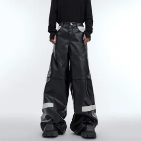 Black Lines Strap Wide Leg Pants