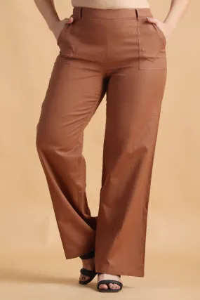 Brown Solid Trousers