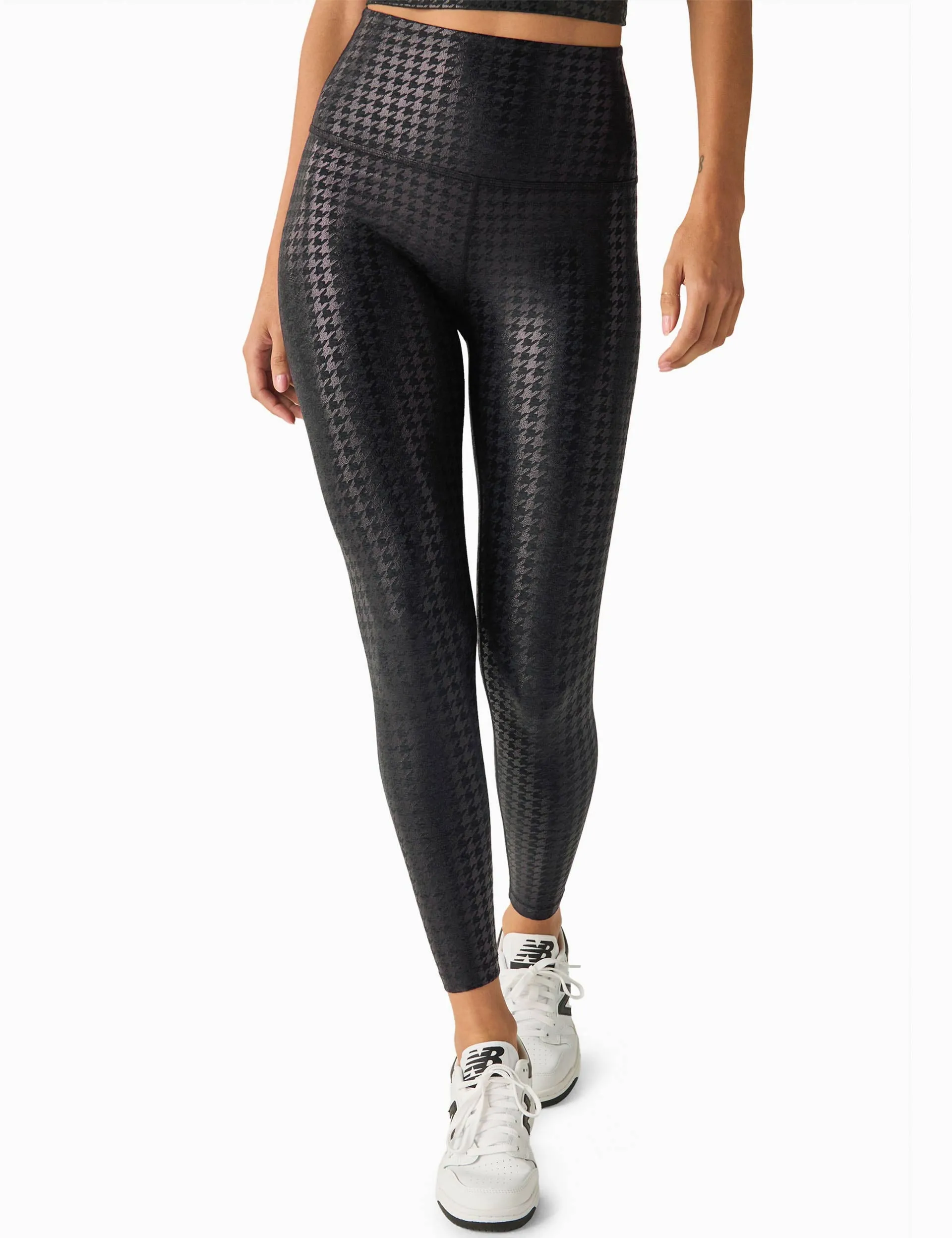 Caught In The Midi High Waisted Legging - Houndstooth Black