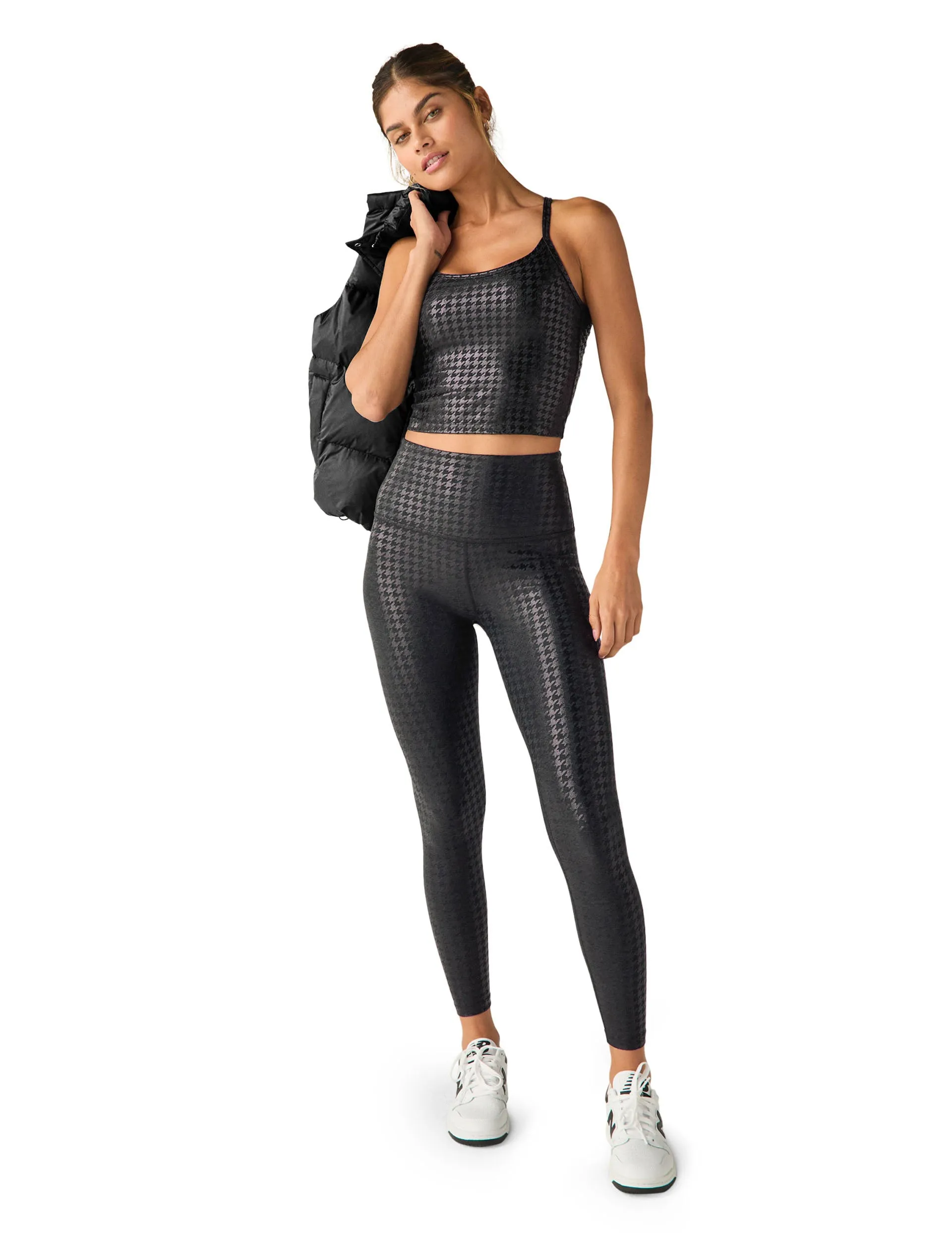 Caught In The Midi High Waisted Legging - Houndstooth Black