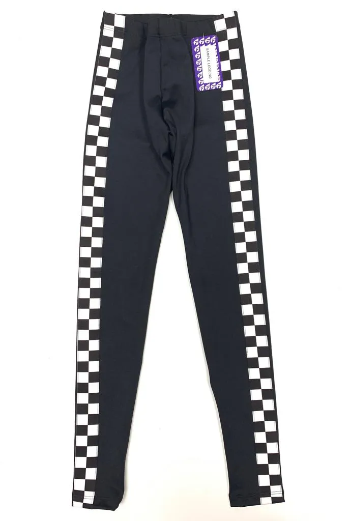 Checkers Stripe Black Leggings