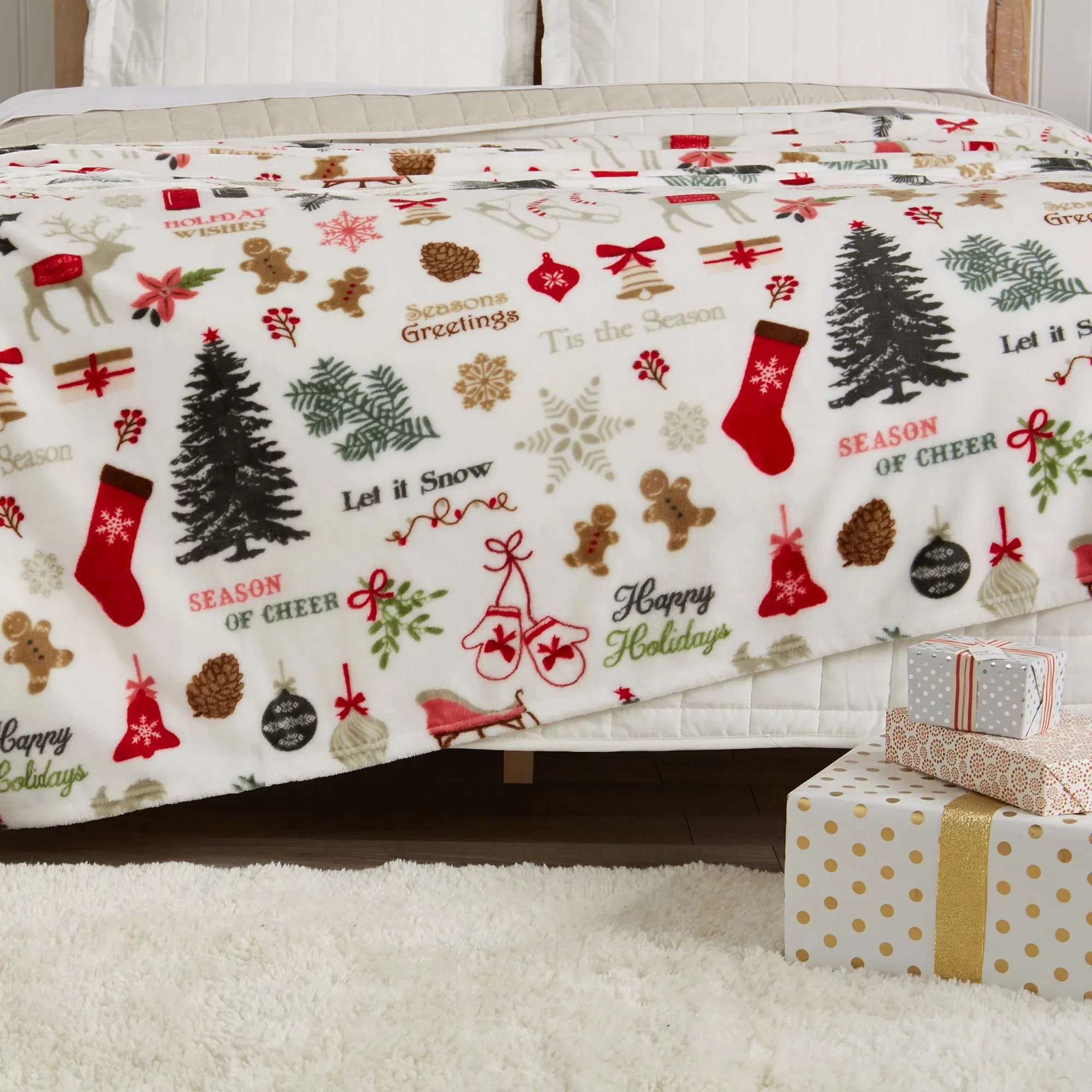 Christmas Printed Plush Throw Blanket