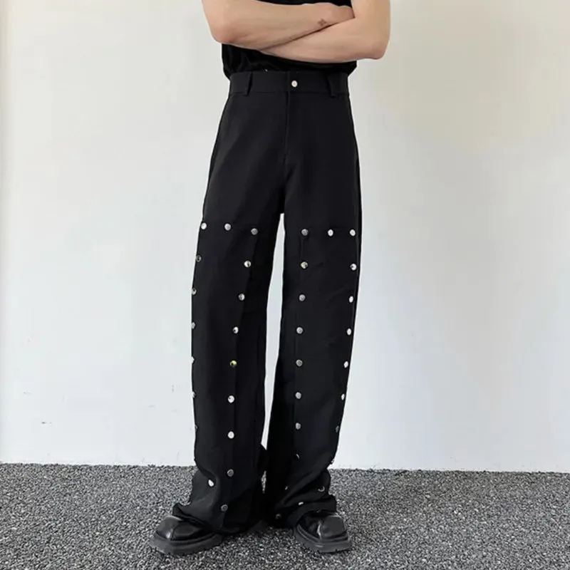 Detachable Metal Button Patchwork Pants