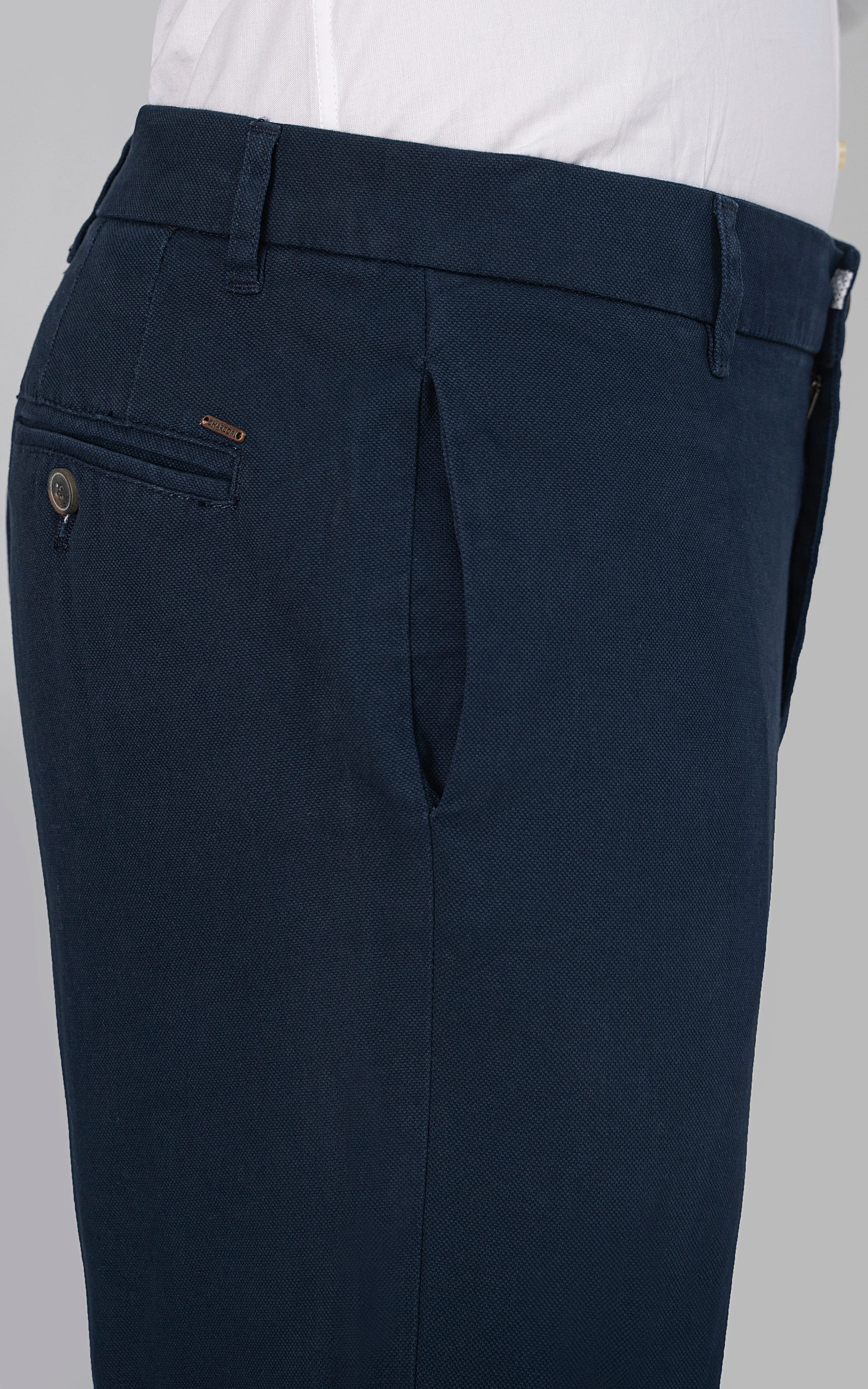 DOBBY LOOSE FIT CASUAL PANT NAVY