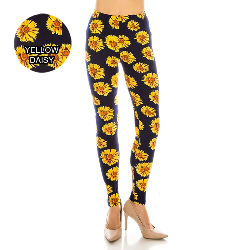 Floral Patterned Ultra Soft Leggings (Regular/Plus Size)