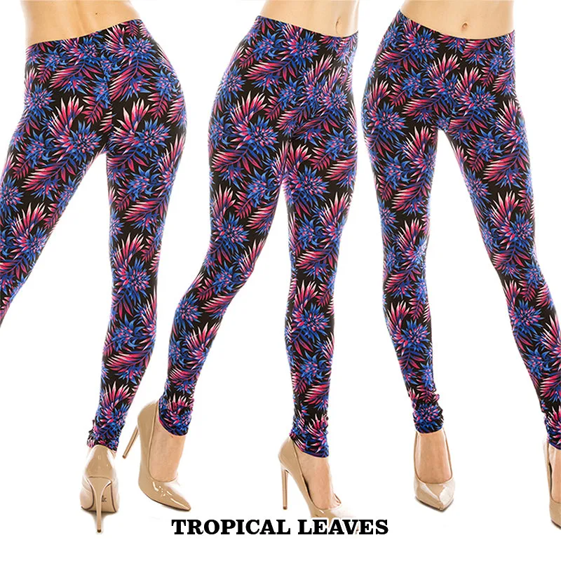 Floral Patterned Ultra Soft Leggings (Regular/Plus Size)