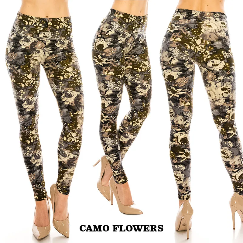 Floral Patterned Ultra Soft Leggings (Regular/Plus Size)