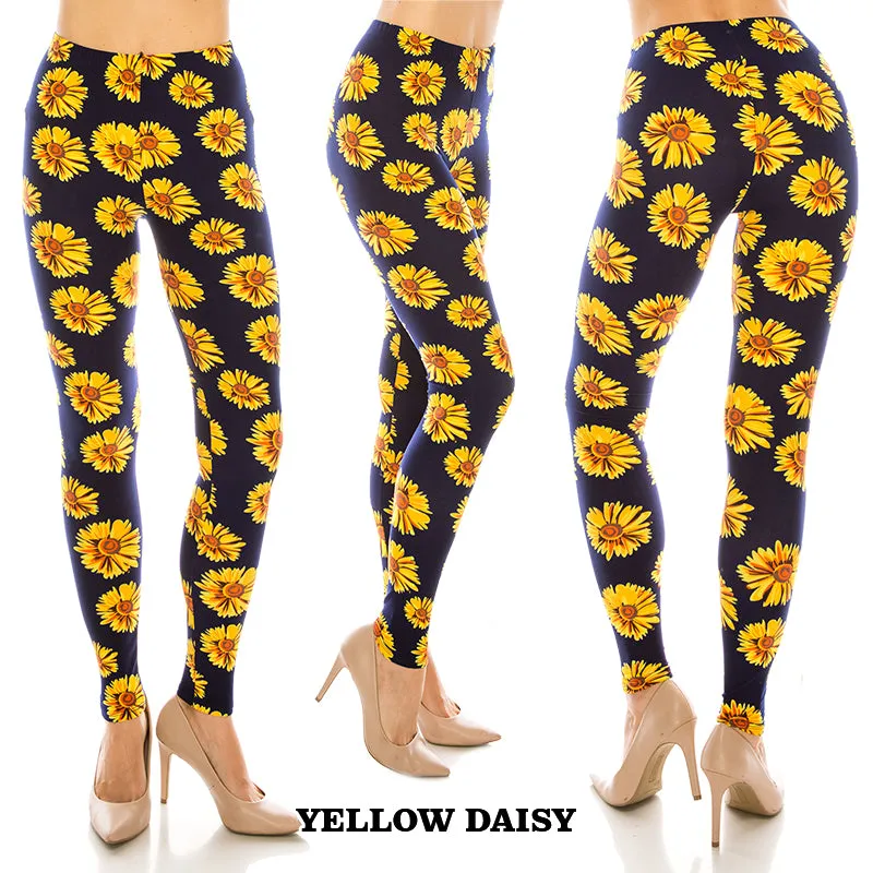 Floral Patterned Ultra Soft Leggings (Regular/Plus Size)