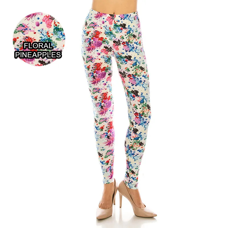 Floral Patterned Ultra Soft Leggings (Regular/Plus Size)