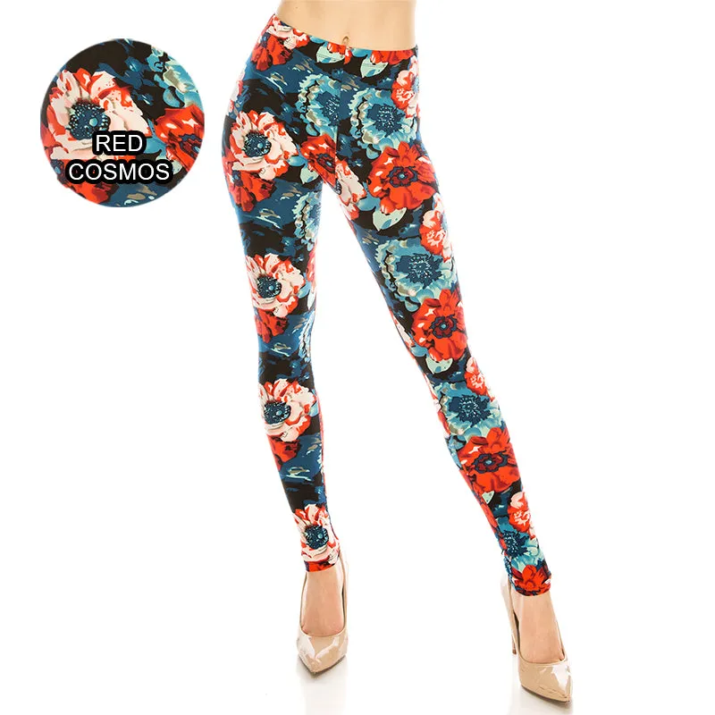 Floral Patterned Ultra Soft Leggings (Regular/Plus Size)