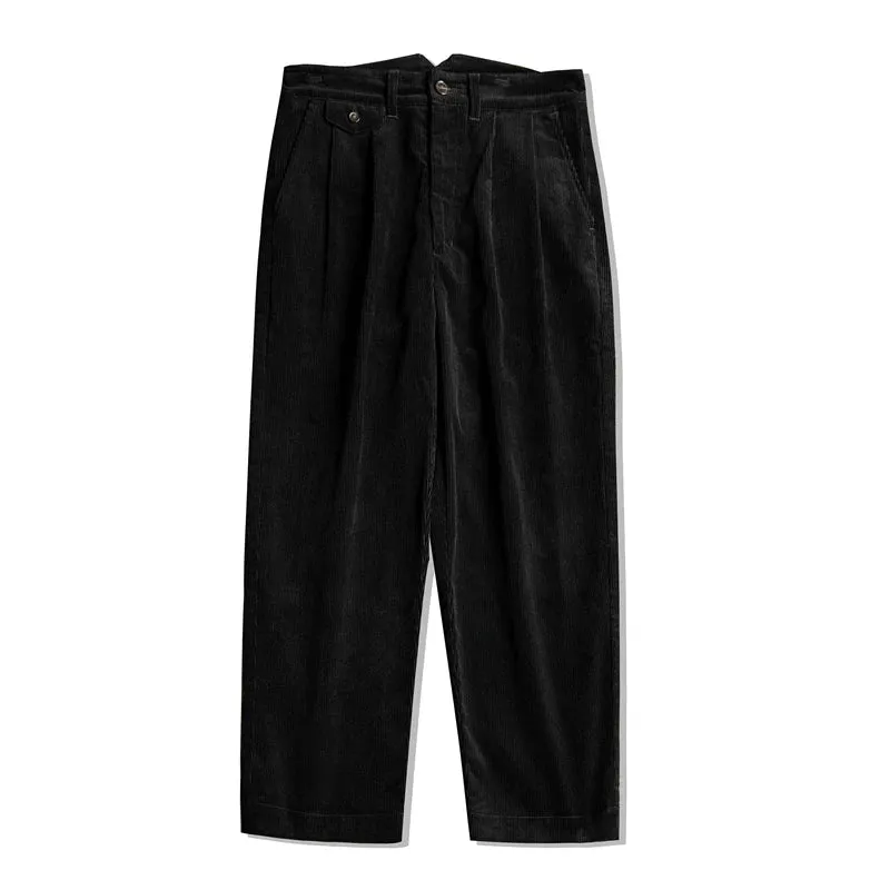 French Style Casual Pants Black High Waisted Mens Trousers