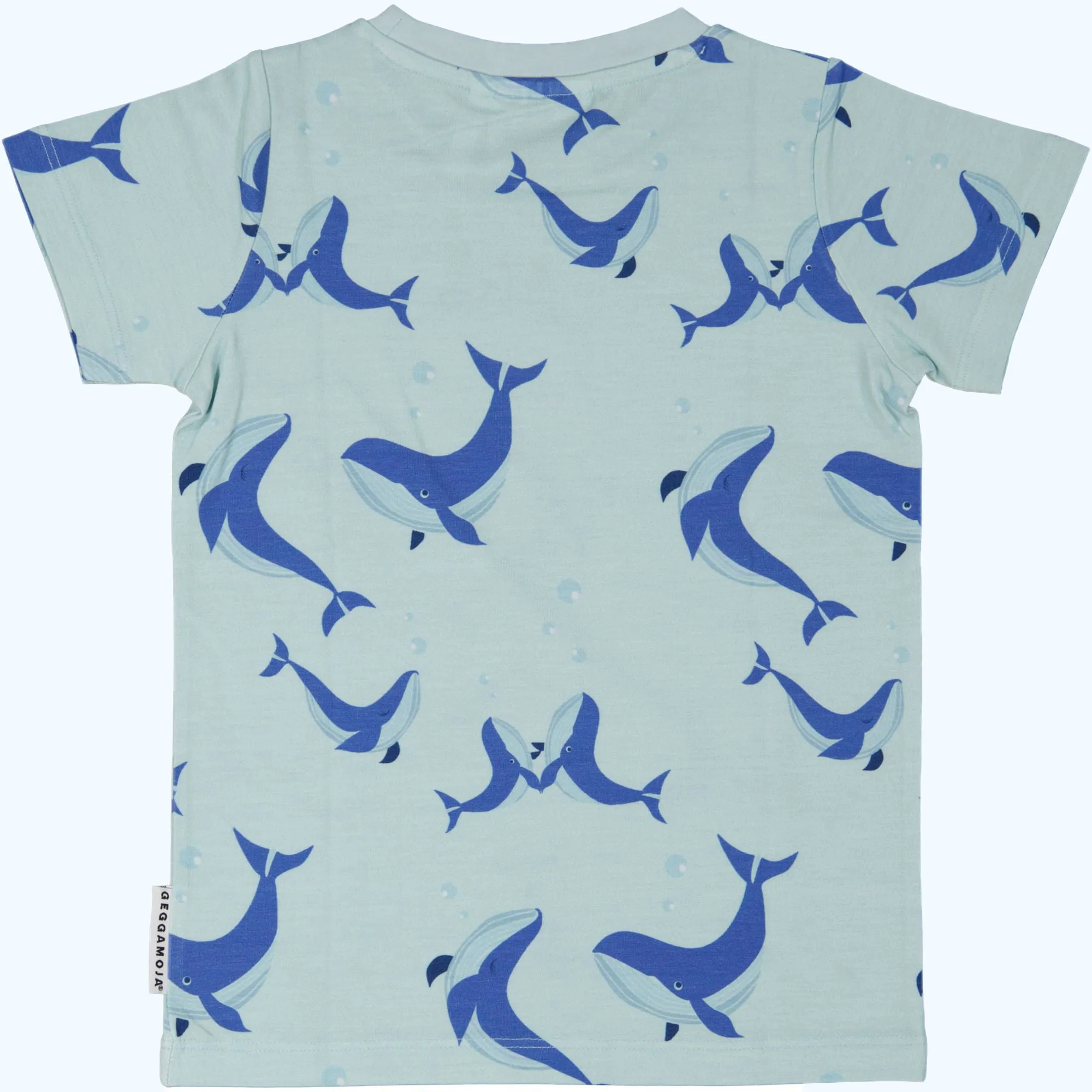 Geggamoja® Toddler/Little Kids Short-Sleeve Shirt in Organic Cotton/Bamboo - BLUE WHALES