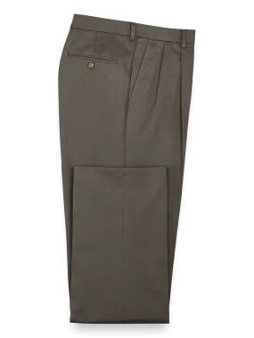 Impeccable Cotton Chino Pleated Pants - Slate Brown