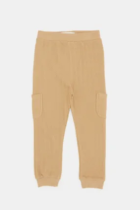 Infant Boys Beige Jacquard Jogger Pants