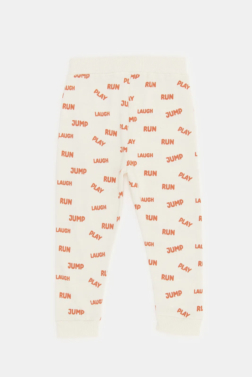 Infant Boys Cream Printed Active Pants