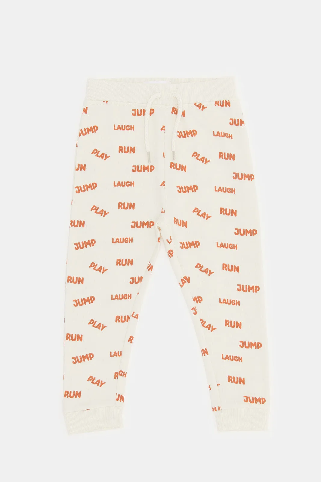 Infant Boys Cream Printed Active Pants