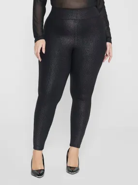 Jianna Snakeskin Texture Coated Ponte Knit Leggings