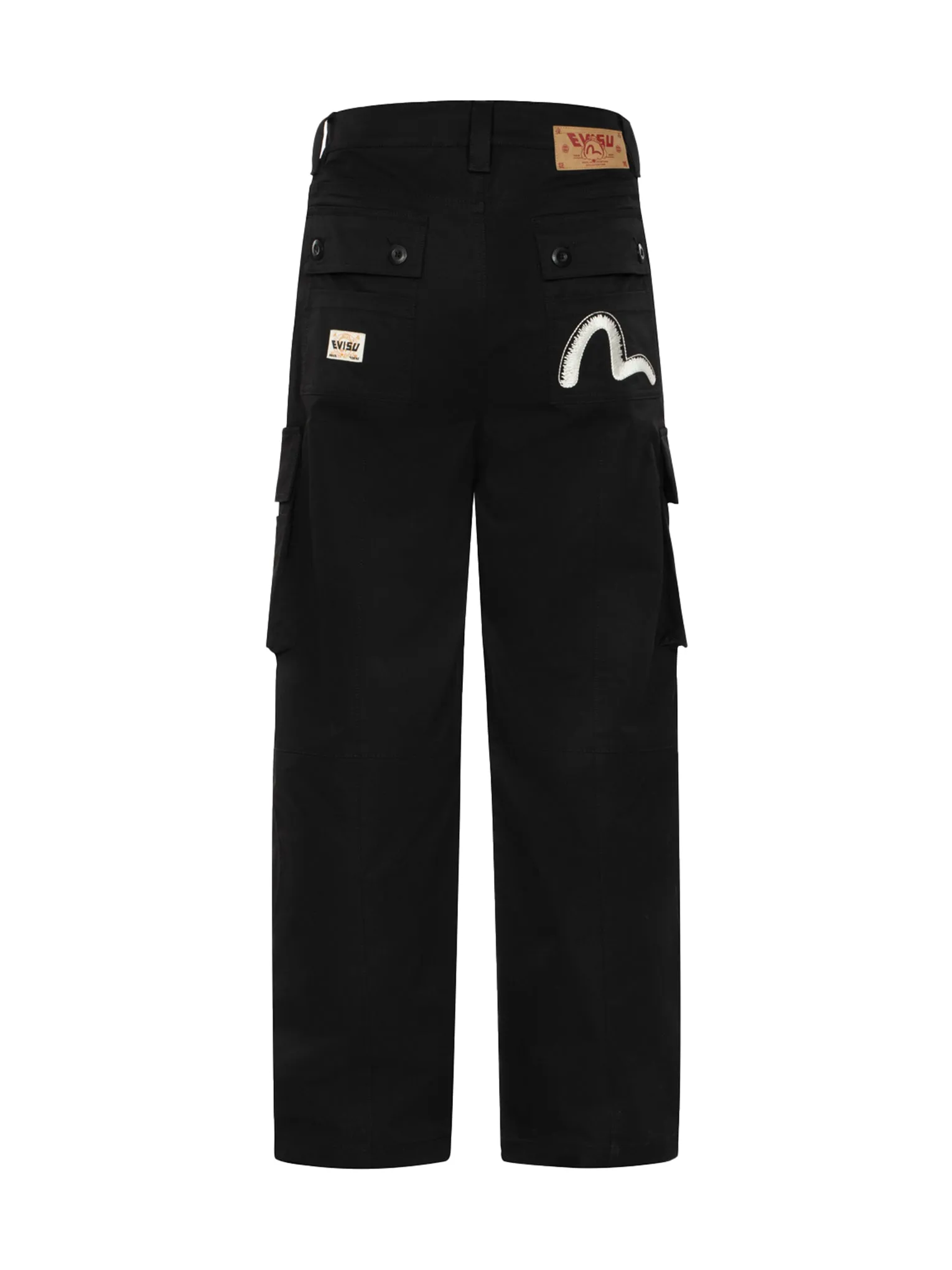 Kamon and Seagull Embroidery Loose Fit Cargo Pants