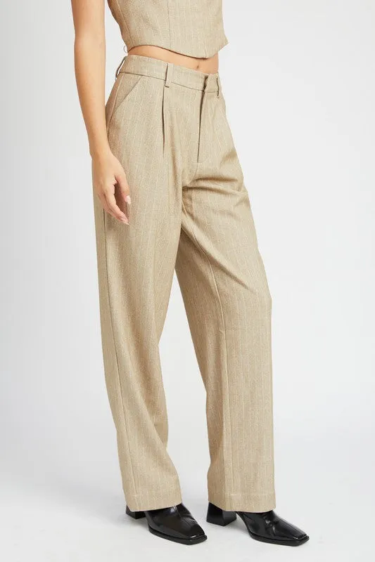 LILLIAN LOOSE FIT PINSTRIPE PANTS