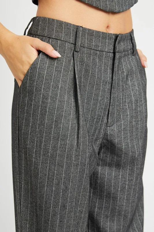 LILLIAN LOOSE FIT PINSTRIPE PANTS