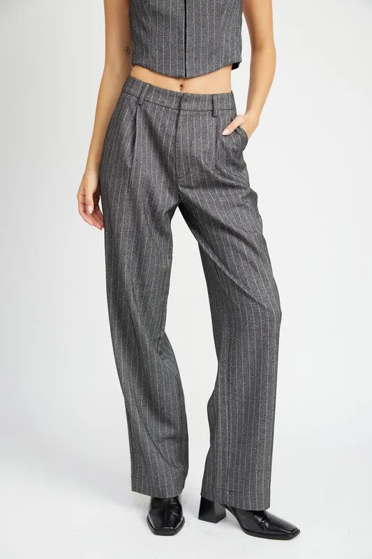 LILLIAN LOOSE FIT PINSTRIPE PANTS