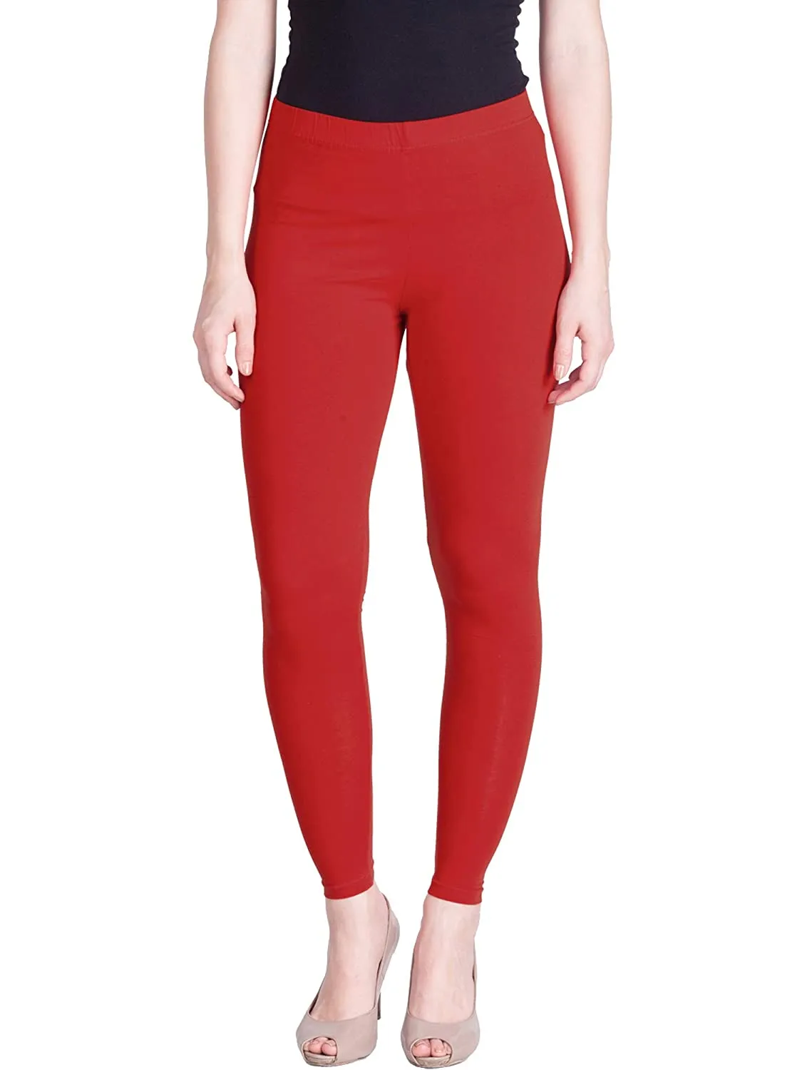 Lux Lyra Ankle Length Red Leggings free Size for Woman