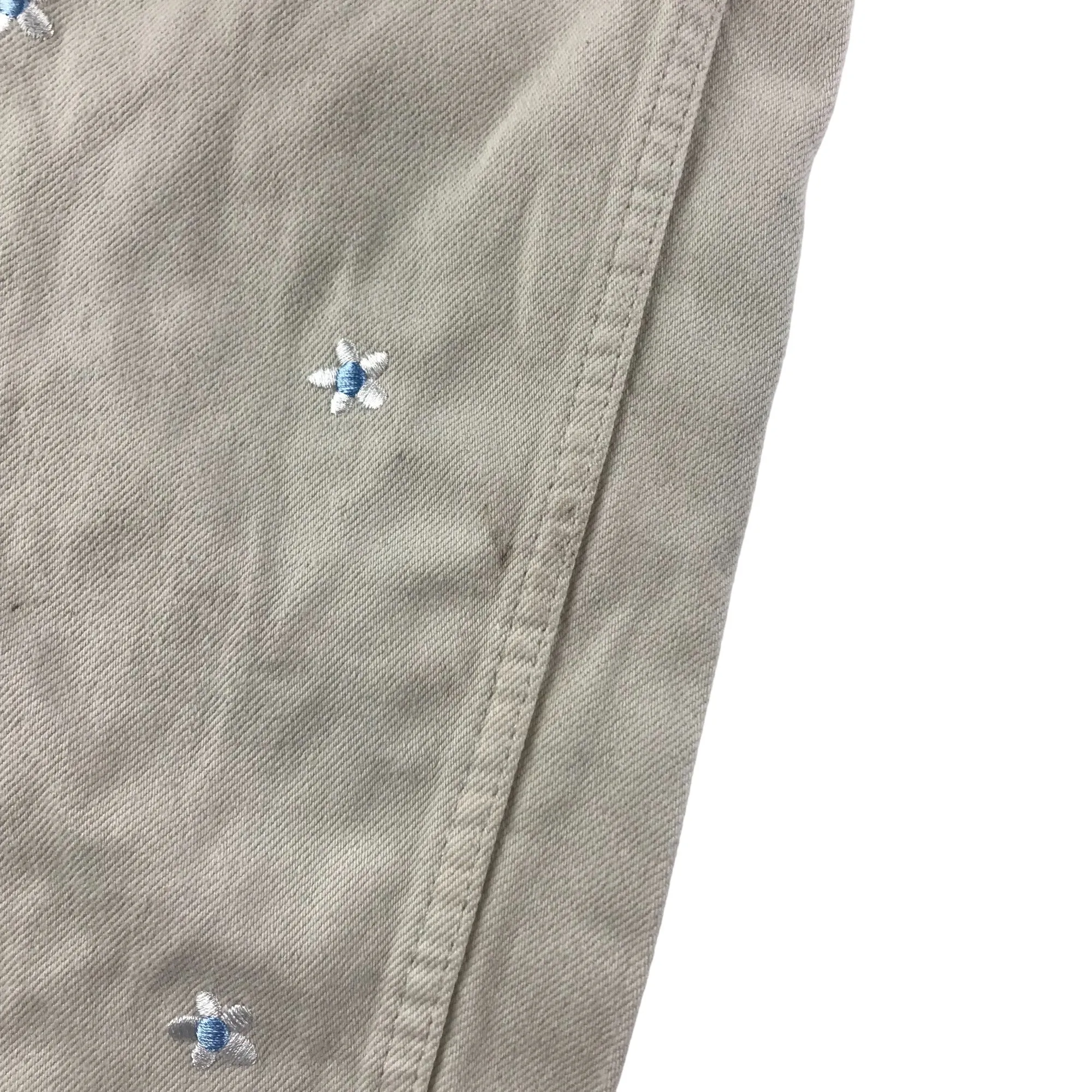 M&S Trousers Age 13 Cream Floral Embroidered