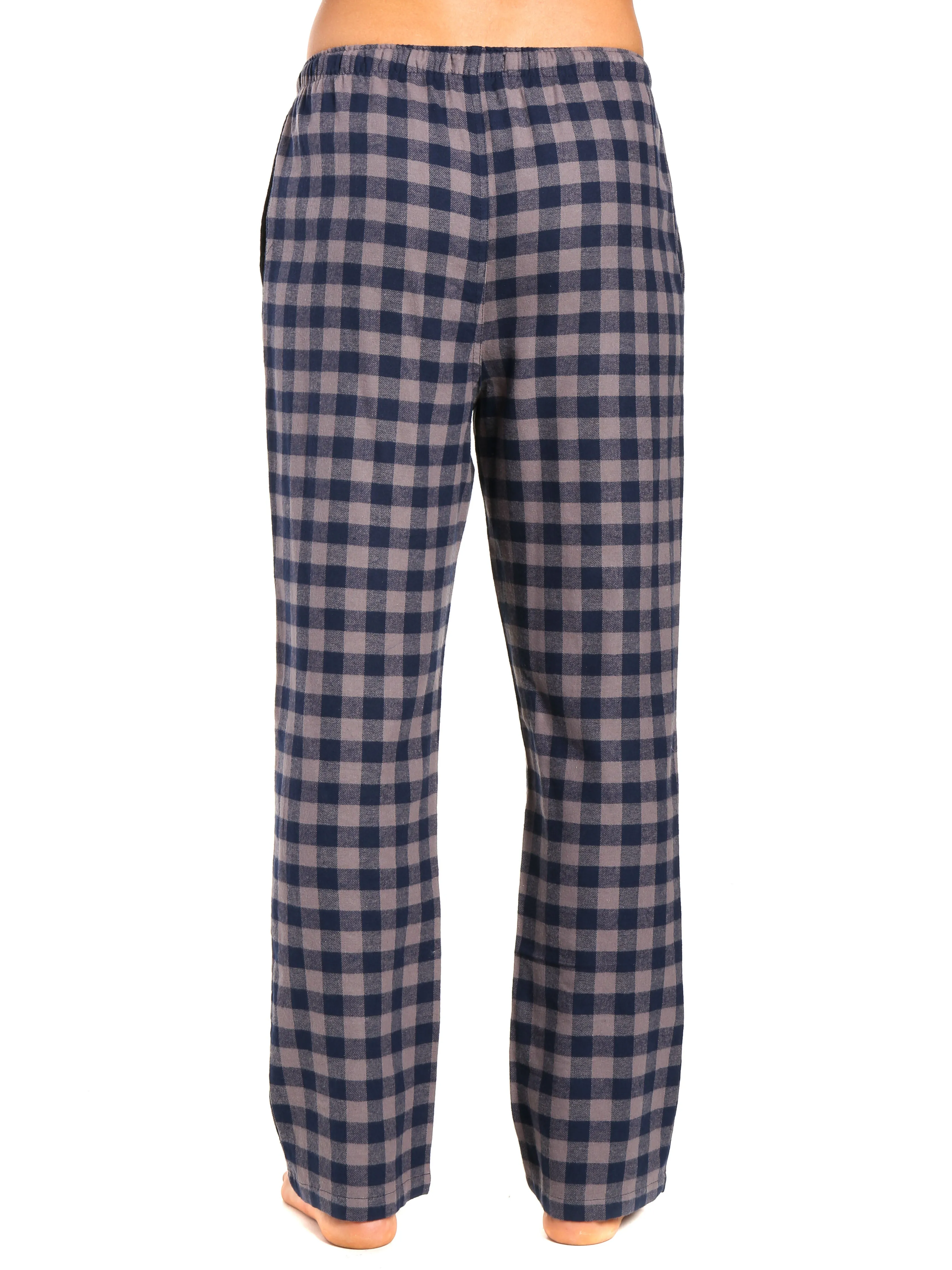 Men's 100% Cotton Flannel Lounge Pants - Gingham Charcoal-Navy