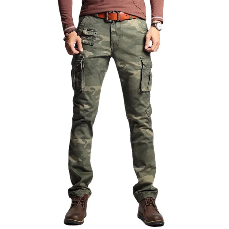 Men's Fashion Cargo Pants Multi Pockets Outdoors Camo Style Casual Cargo Pants