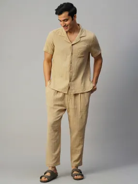 Men's Khaki Cotton Loose Fit Pant