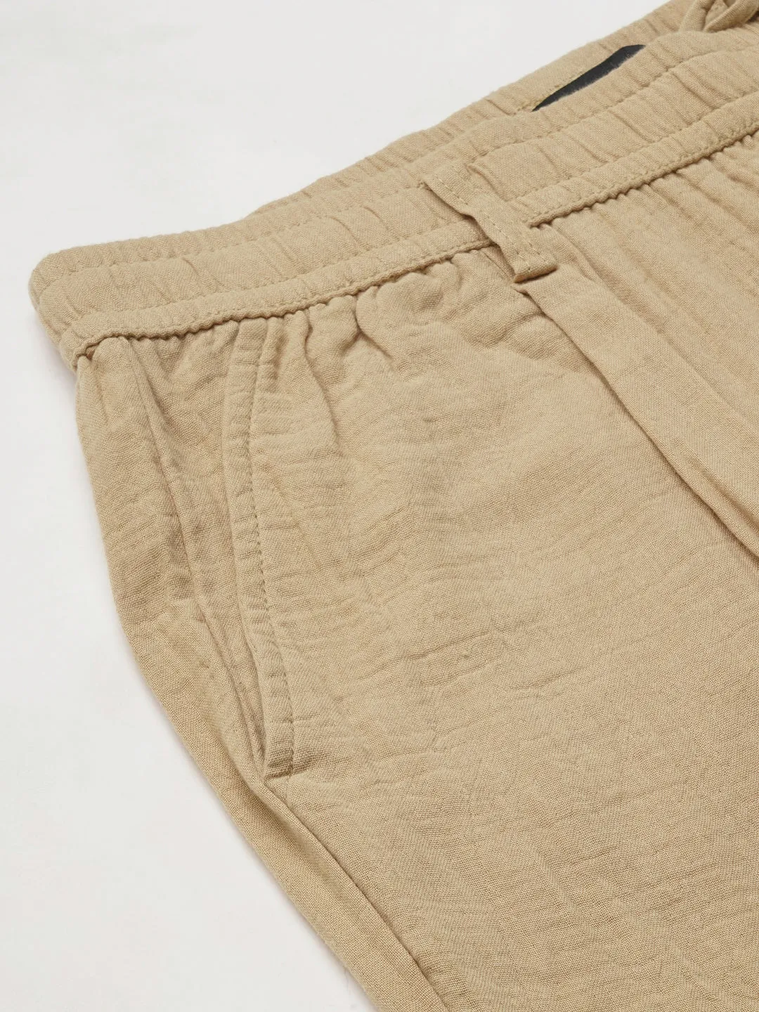 Men's Khaki Cotton Loose Fit Pant