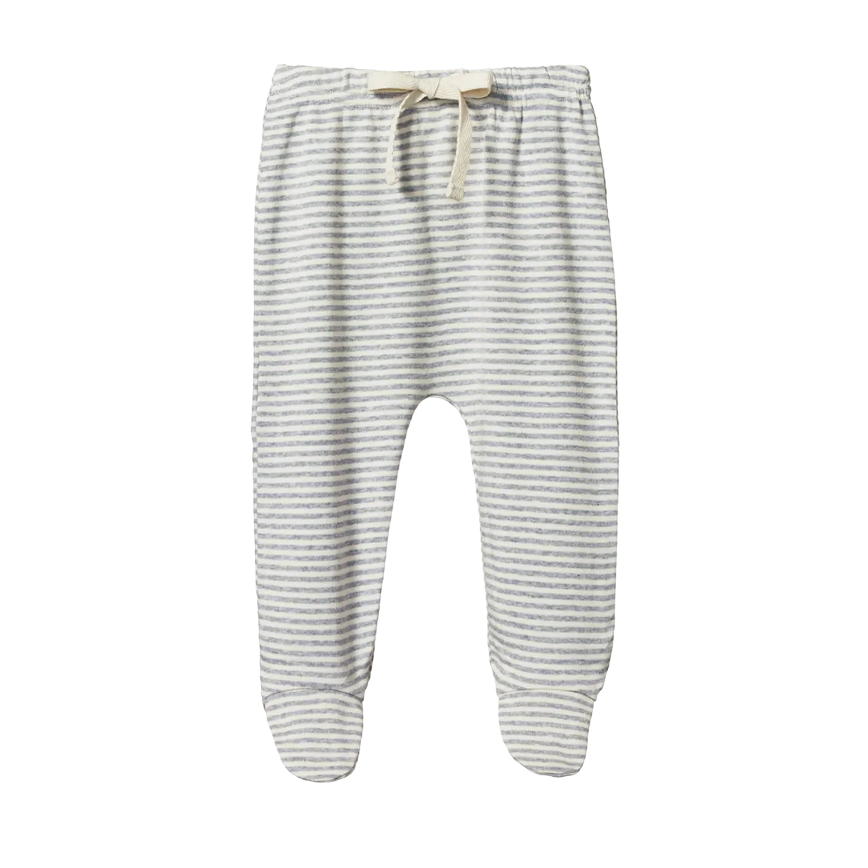 Nature Baby Footed Rompers - Grey Marl Stripe