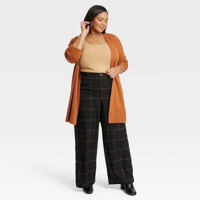 New - Ava & Viv Womens Plus Fit Wide Leg Trouser Pants Power Stretch