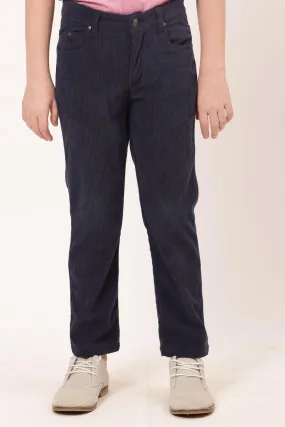 One Friday Kids Boys Navy Blue Woven Polyester Trouser