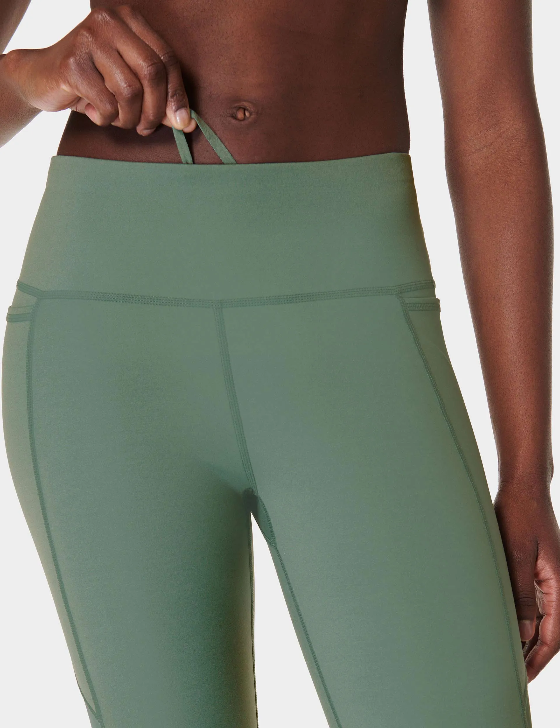 Power Aerial Mesh 7/8 Gym Leggings - Cool Forest Green