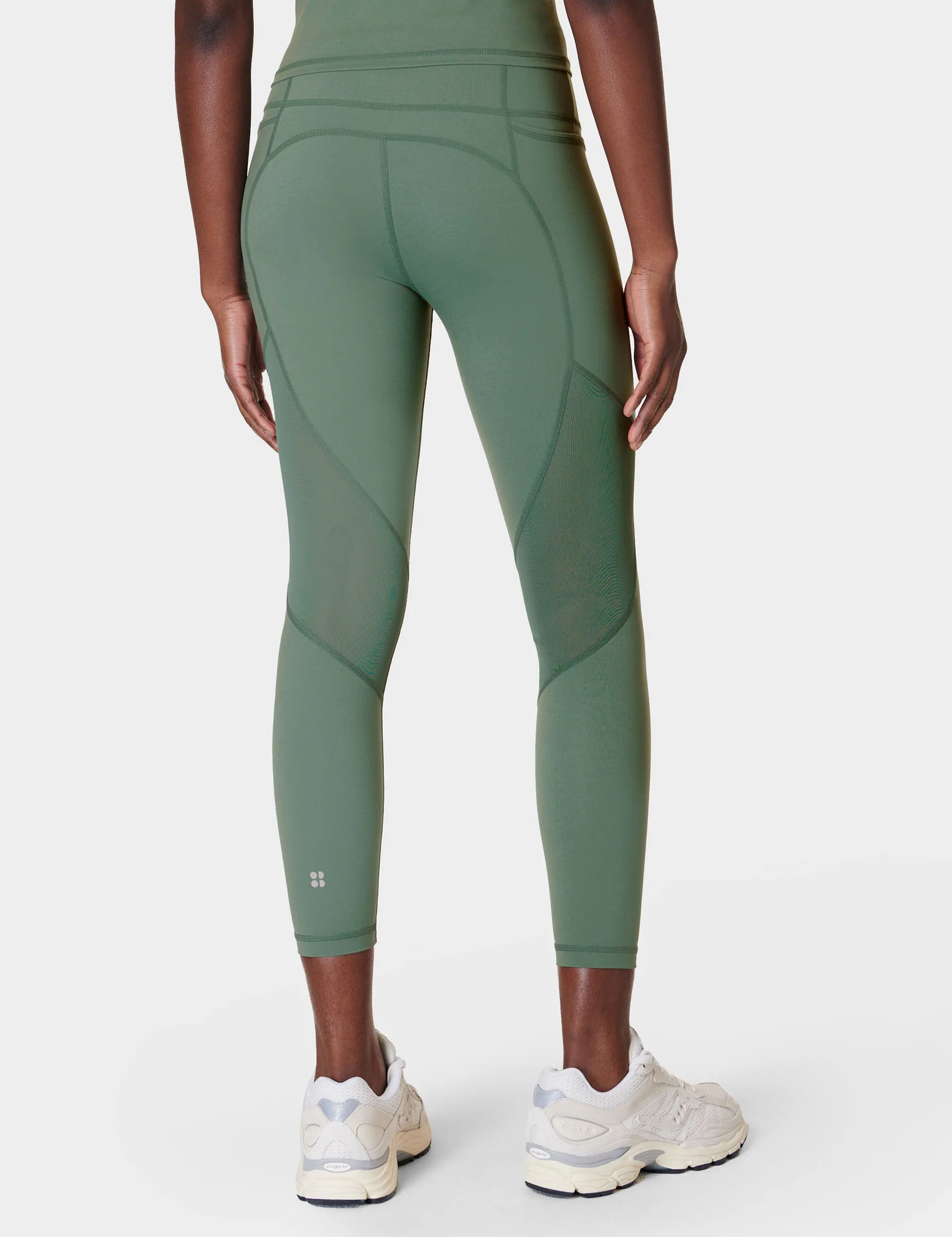 Power Aerial Mesh 7/8 Gym Leggings - Cool Forest Green