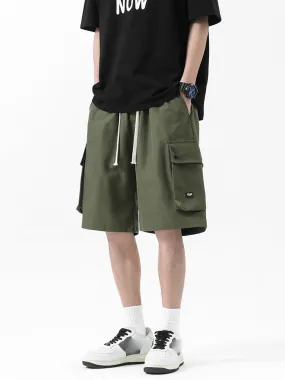 Retro Multi-Pocket Drawstring Cargo Shorts