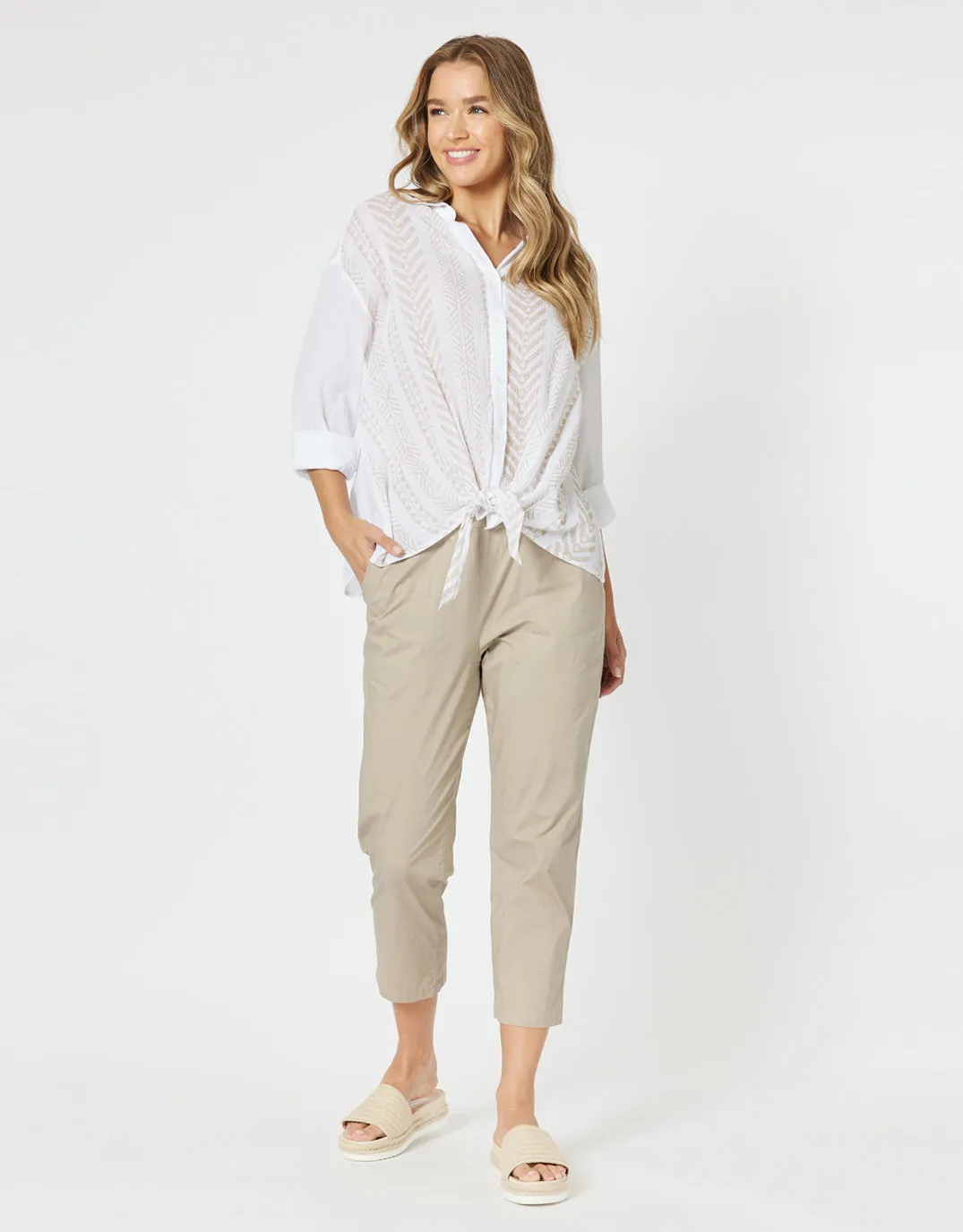 Santorini Cotton Pants - Natural