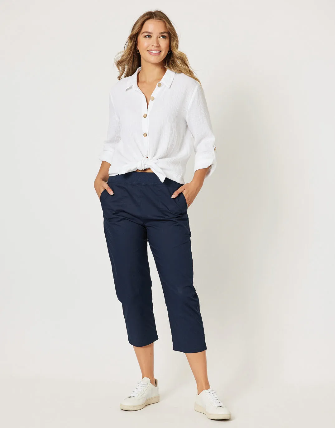 Santorini Cotton Pants - Navy