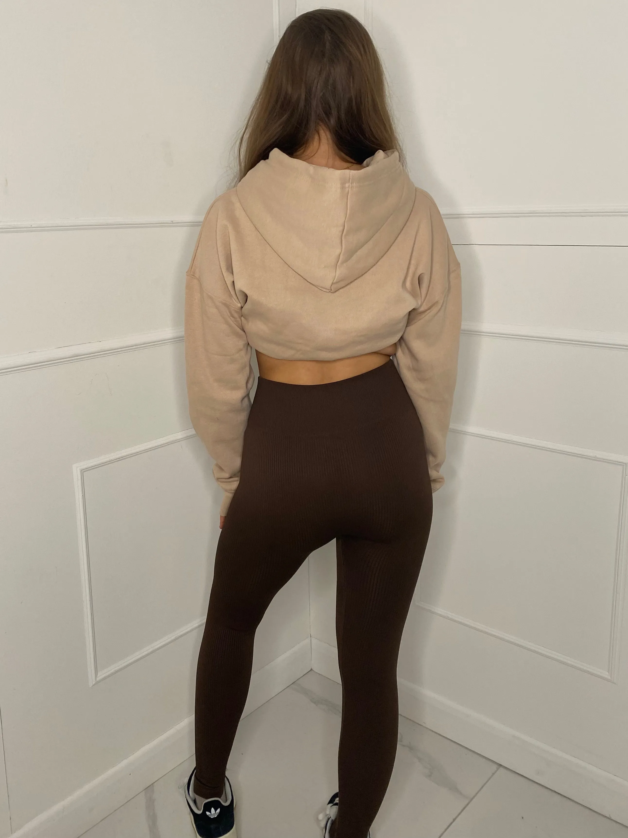 Seamless Ribbed Leggings - Brown