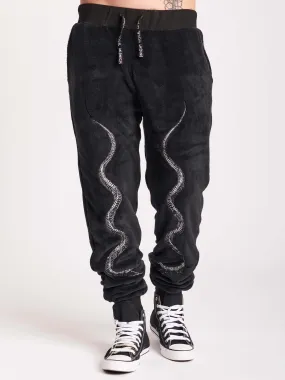 Snake Embroidered Plush Jogger