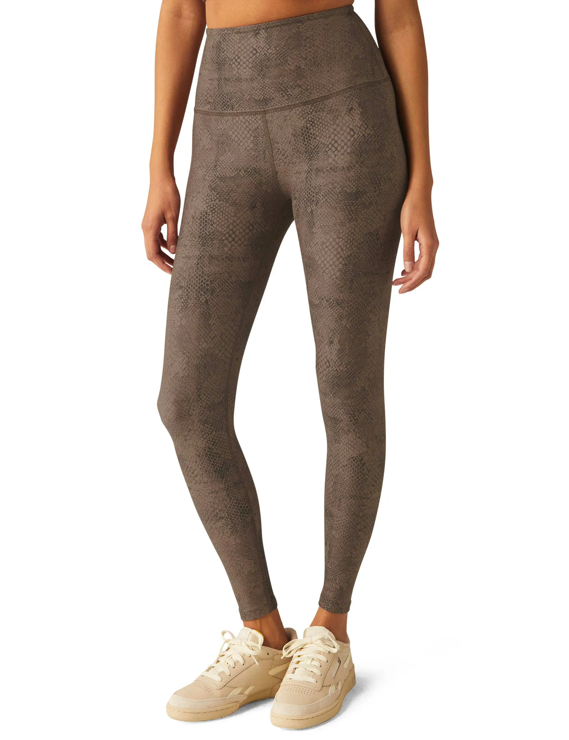 SoftMark High Waisted Midi Legging - Neutral Snakeskin