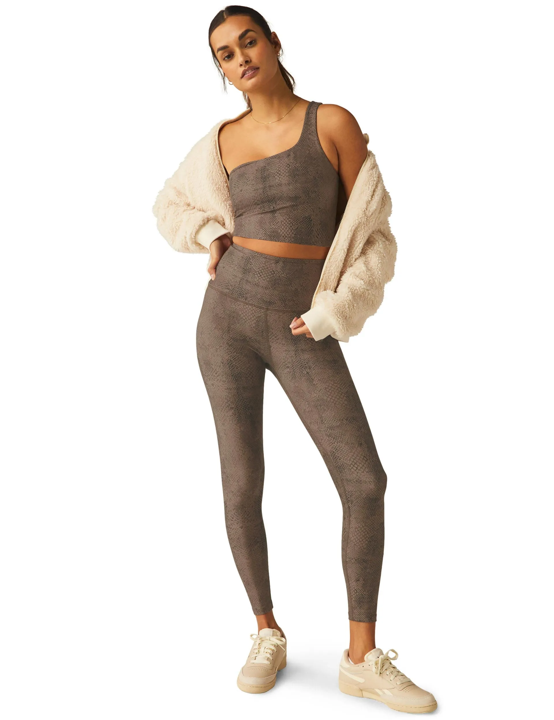 SoftMark High Waisted Midi Legging - Neutral Snakeskin