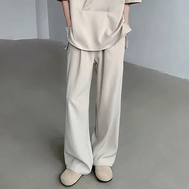 Solid Loose V-Neck Pants Set