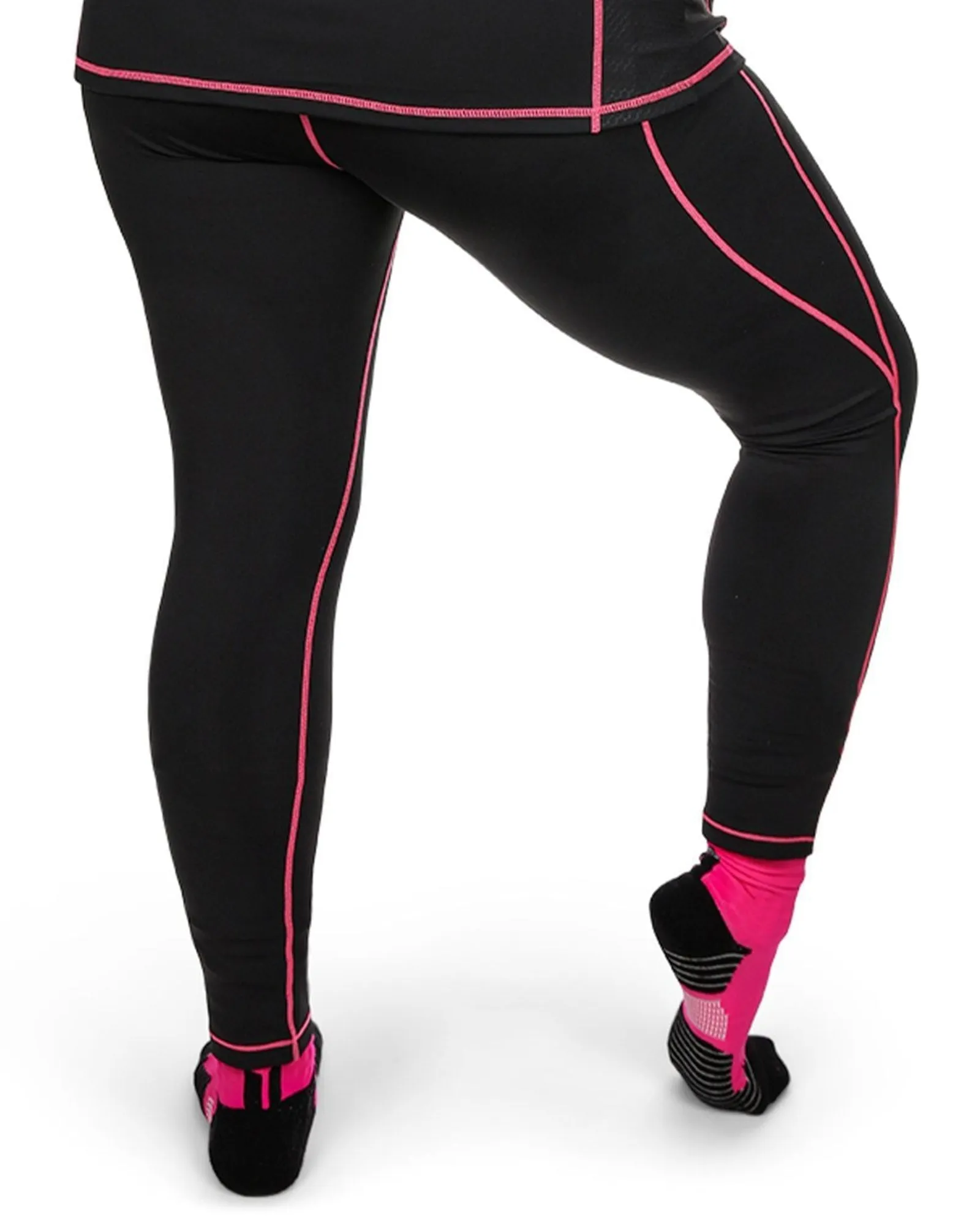 Solid Moisture Wicking Legging With Neon Stitching | Black